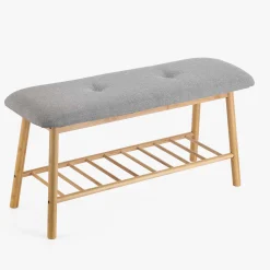 Casa Viva Banco zapatero gris 90x30x45 Bambu Best