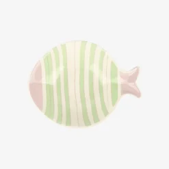 Casa Viva Bol de cerámica rayas verde y lila Pez 15x13cm Clearance