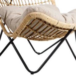 Casa Viva Butaca de fibras naturales y metal con cojín 76x76x87cm New