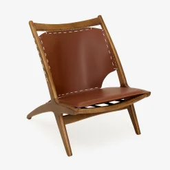 Casa Viva Butaca de madera olmo y cuero Brena 60x49x76cm Clau&Chloe Sale