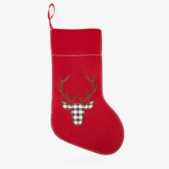 Casa Viva Calcetín de fieltro rojo Ciervo tartán 50cm Discount