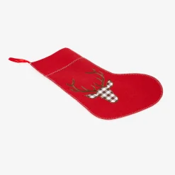 Casa Viva Calcetín de fieltro rojo Ciervo tartán 50cm Discount