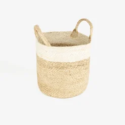 Casa Viva Cesta de yute blanca y natural Vide Ø25x25cm Discount