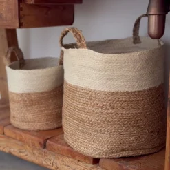Casa Viva Cesta de yute blanca y natural Vide Ø35x33cm Clearance