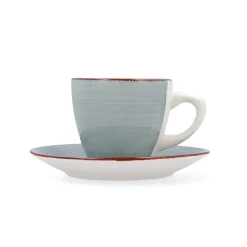 Casa Viva Conjunto de 2 tazas con plato azul de gres Vita 22cl