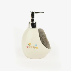 Casa Viva Dispensador de jabón de cocina de cerámica con estropajo Flores 11x9x18cm Outlet