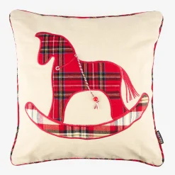 Casa Viva Funda de cojín Caballo balancín de tartán 45x45cm Online
