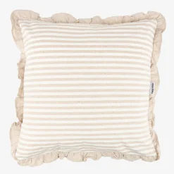 Casa Viva Funda de cojín de algodón volante rayas beige Timoti 45x45cm Outlet