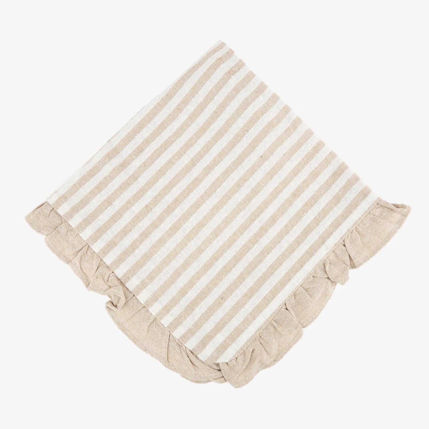 Casa Viva Funda de cojín de algodón volante rayas beige Timoti 45x45cm Outlet