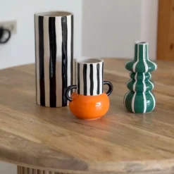 Casa Viva Jarrón de cerámica rayas Gadiel 18cm Discount