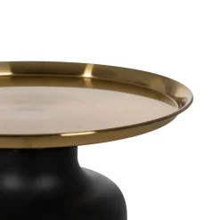 Casa Viva Mesa auxiliar de metal negra y dorada Ø50x47,50cm Outlet