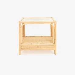 Casa Viva Mesa auxiliar de ratán y cristal Corvo 55x55x50cm New