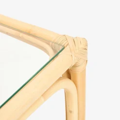 Casa Viva Mesa auxiliar de ratán y cristal Corvo 55x55x50cm New