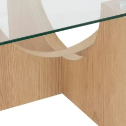 Casa Viva Mesa de centro de cristal y madera DM Milán 85x85x45cm Sale