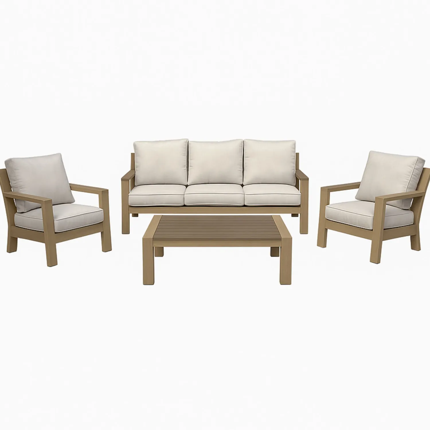 Casa Viva Mesa de centro de jardín de aluminio efecto madera Durres 120x72x41cm Online