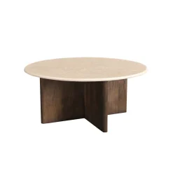 Casa Viva Mesa de centro de madera de mango y mármol Kioto Ø90x38cm Clearance