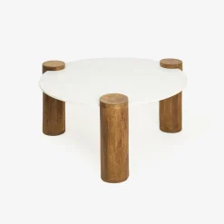Casa Viva Mesa de centro de mármol y madera Houston Ø90x45 Clau&Chloe Best