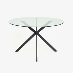 Casa Viva Mesa de comedor de cristal con patas de metal Fita Ø120x75cm Discount