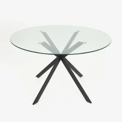 Casa Viva Mesa de comedor de cristal con patas de metal Fita Ø120x75cm Discount