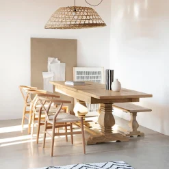 Casa Viva Mesa de comedor extensible de madera de olmo reciclada Toulouse 160/220x80x76cm Discount