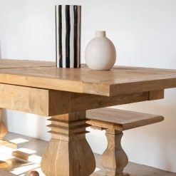 Casa Viva Mesa de comedor extensible de madera de olmo reciclada Toulouse 160/220x80x76cm Discount