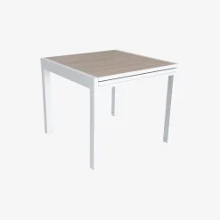 Casa Viva Mesa de jardín extensible de aluminio blanco con efecto madera Albir 90/180x90x76cm Online