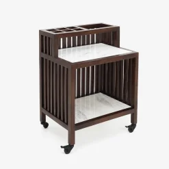 Casa Viva Mueble bar con ruedas de madera de olmo reciclada Pisco 70x50x91cm Best