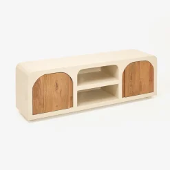 Casa Viva Mueble de TV de microcemento y madera de acacia Kurli 140x35x45cm Clau&Chloe Discount