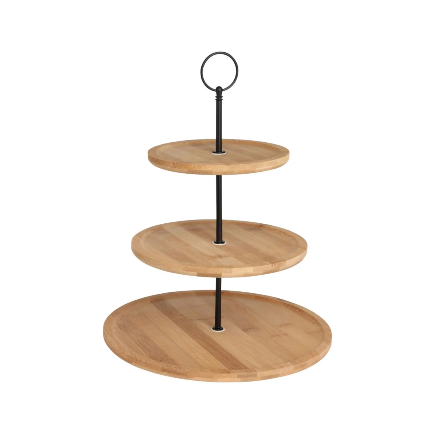 Casa Viva Plato de presentación de 3 pisos de bambú Ø28x34cm