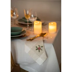 Casa Viva Servilleta blanca bordado Muérdago 45x45cm Hot