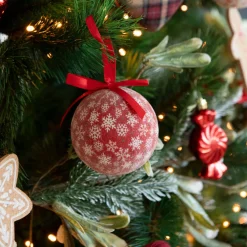 Casa Viva Set 7 bolas decorativas rojas copos de nieve 7,5cm Best