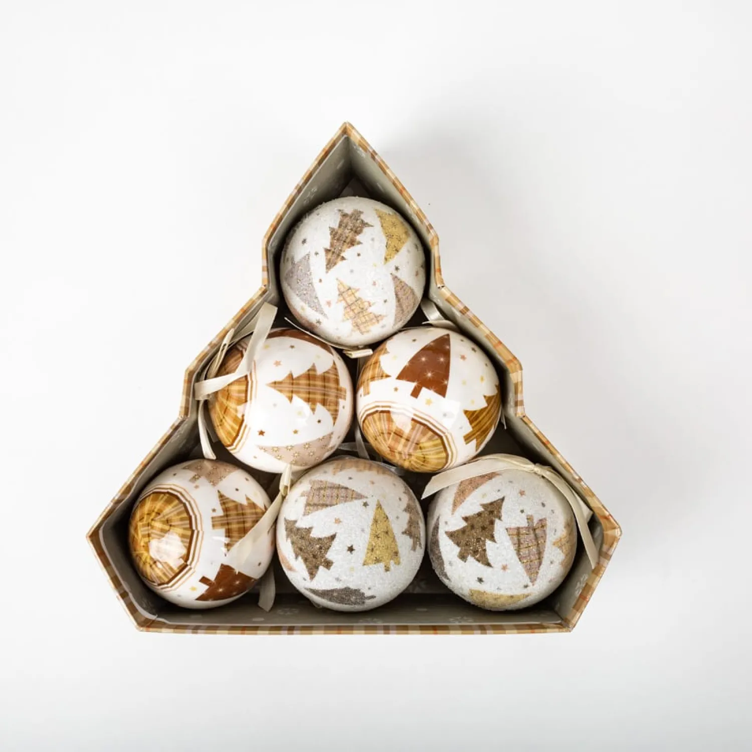 Casa Viva Set de 6 bolas decorativas doradas Árboles 7,5cm Hot