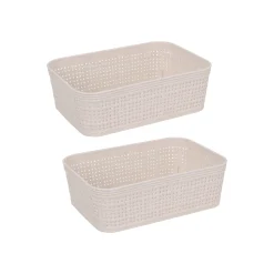 Casa Viva Set de 2 cestas de plástico beige Badet 19x14x6cm Clearance