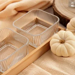 Casa Viva Set de 3 cuencos de vidrio en bandeja de bambú Sena New