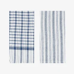 Casa Viva Set de 2 paños de algodón con rayas azules Midson45x65cm Hot