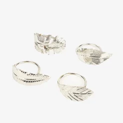 Casa Viva Set de 4 servilleteros de metal plateados Best