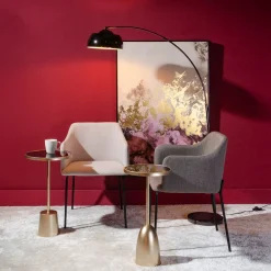 Casa Viva Set de 2 sillas de comedor con reposabrazos de metal beige Caleb 52x53x77cm