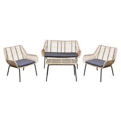 Casa Viva Set de jardín de 4 piezas de ratán sintético Hawai
