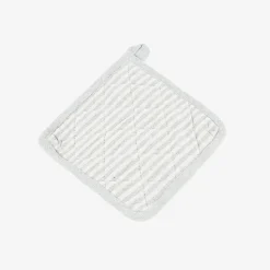 Casa Viva Set de manopla y agarradera de algodón con rayas grises