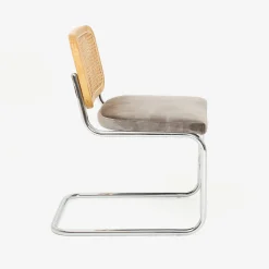 Casa Viva Silla de comedor de madera de olmo y ratán gris Leonor 47,5x63,5x82cm Clau&Chloe Outlet