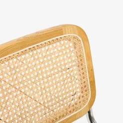 Casa Viva Silla de comedor de madera de olmo y ratán gris Leonor 47,5x63,5x82cm Clau&Chloe Outlet