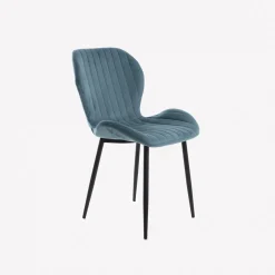 Casa Viva Silla de comedor de terciopelo azul Lydia 54x50x86cm Clau&Chloe
