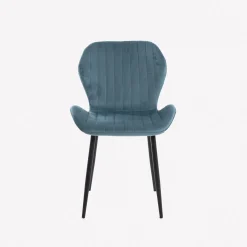 Casa Viva Silla de comedor de terciopelo azul Lydia 54x50x86cm Clau&Chloe