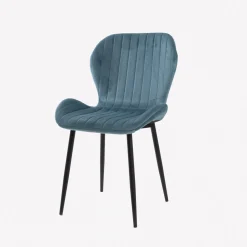 Casa Viva Silla de comedor de terciopelo azul Lydia 54x50x86cm Clau&Chloe