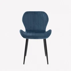 Casa Viva Silla de comedor de terciopelo azul oscuro Lydia 54x50x86cm Clau&Chloe Discount