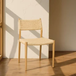 Casa Viva Silla de comedor efecto madera beige Vilma 56x50x82cm Clau&Chloe Discount