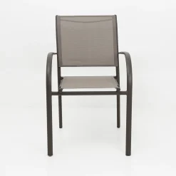 Casa Viva Silla de jardín apilable con reposabrazos de aluminio marrón Feroe 65x56x88cm Online