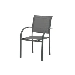 Casa Viva Silla de jardín de aluminio y textilene gris Tabarca 56x62x88cm