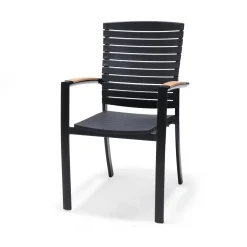 Casa Viva Silla de jardín negra de aluminio y DuraOcean 61x55x92cm Hot