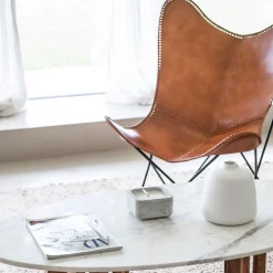 Casa Viva Silla mariposa de cuero marrón July 75x87x86cm Best